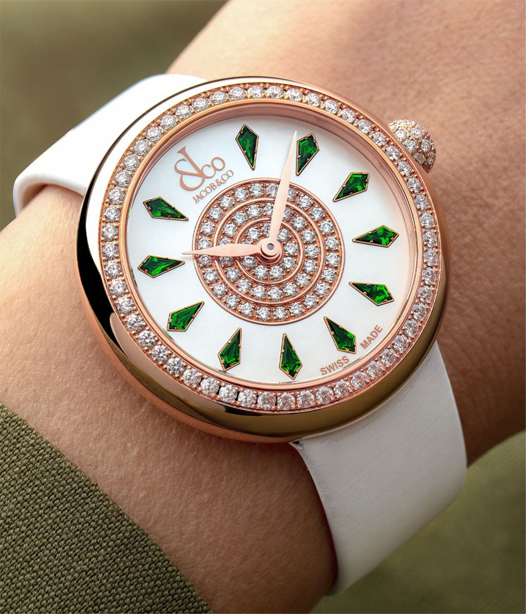 Brilliant One Row Rose Gold Tsavorites 38mm
