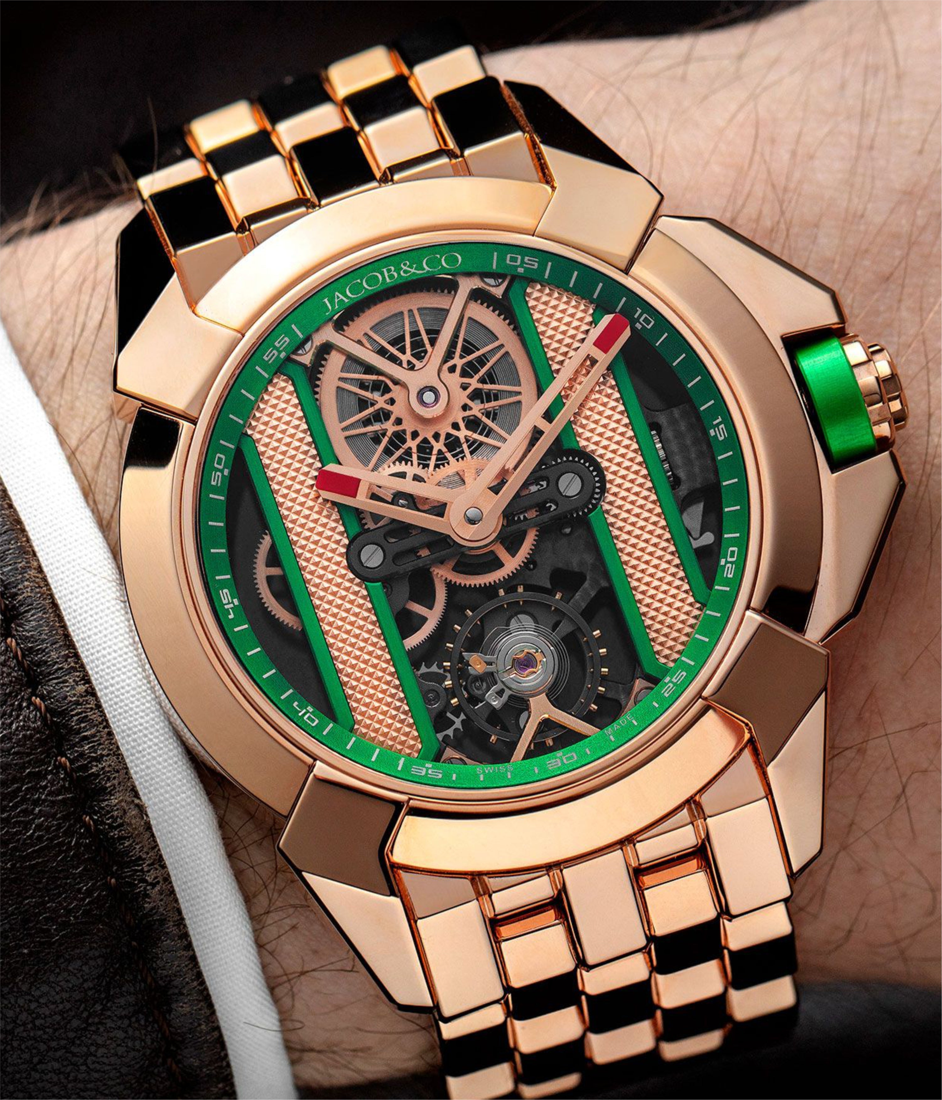 Epic X Bridges Rose Gold Bracelet (Green)