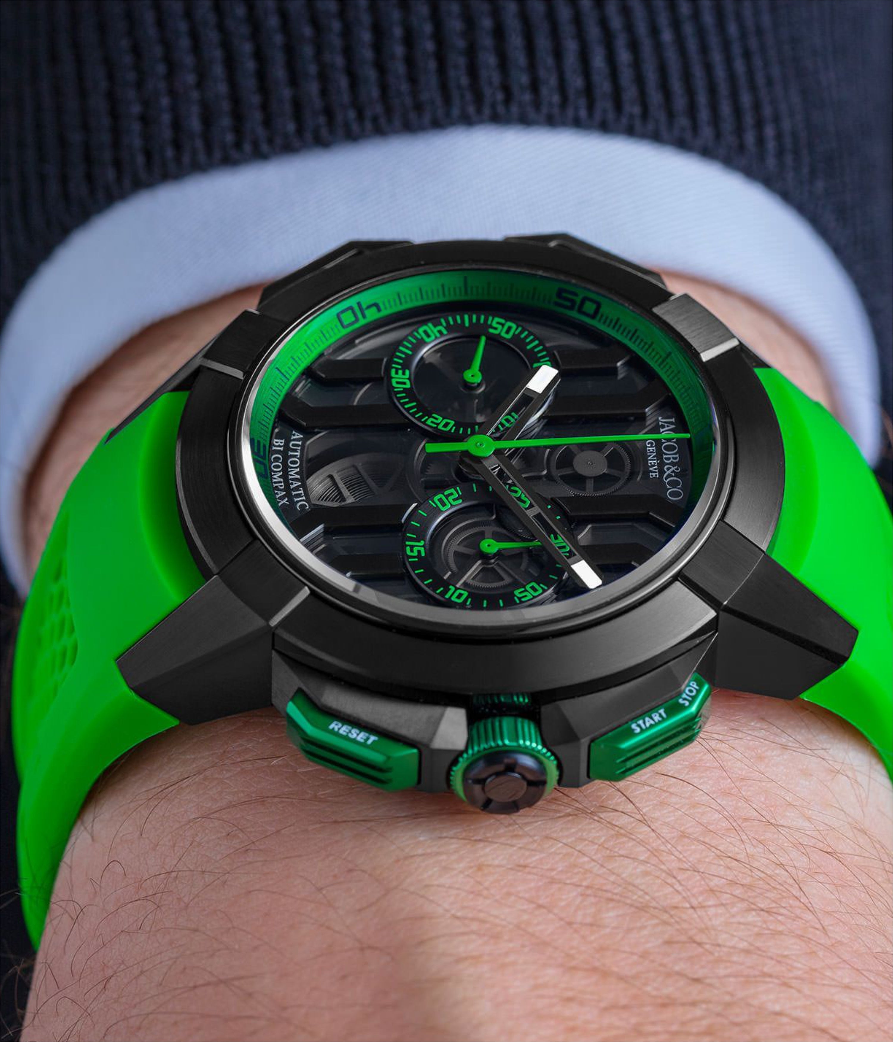 Epic X Chrono 44 mm - Black Titanium - Green Inner Ring