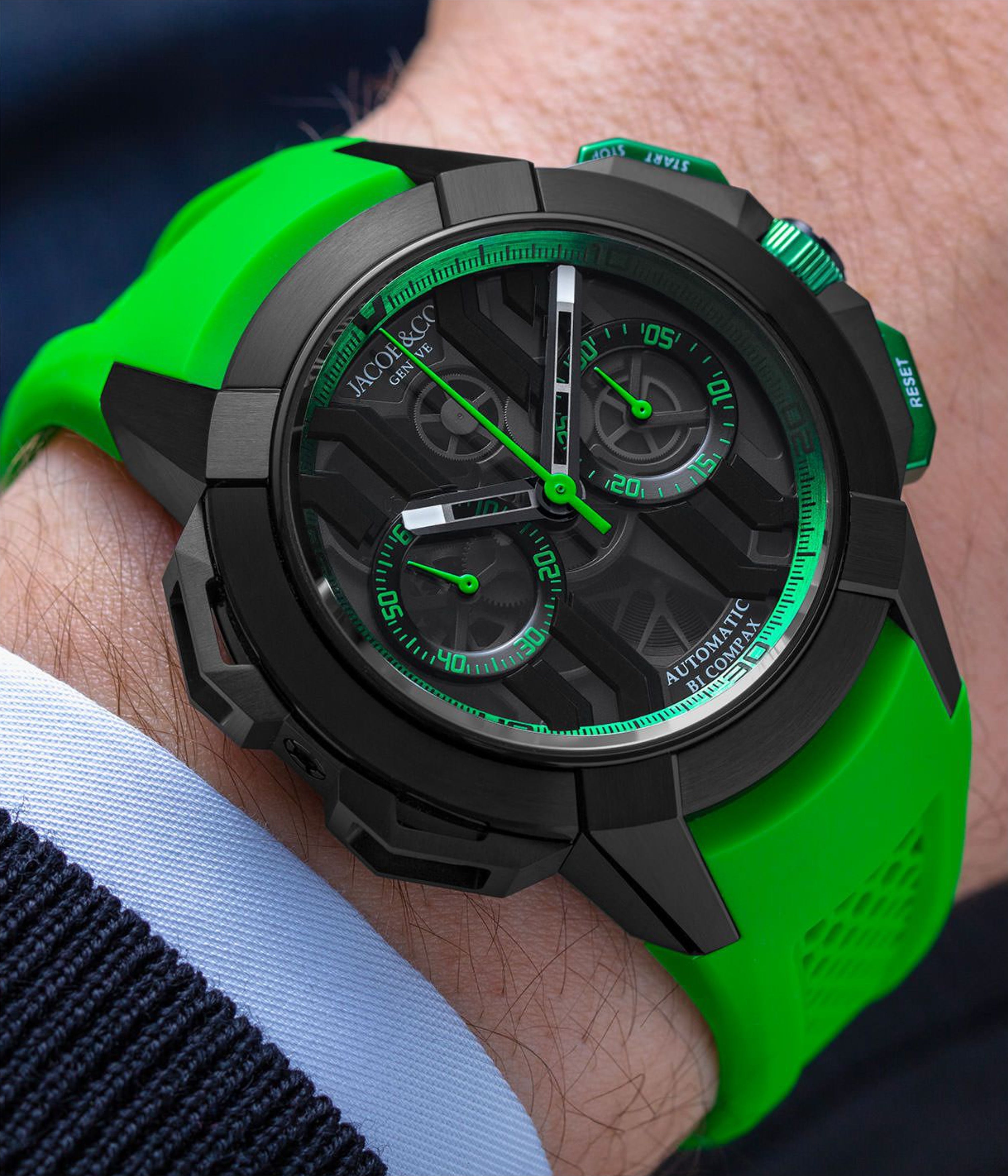 Epic X Chrono 44 mm - Black Titanium - Green Inner Ring