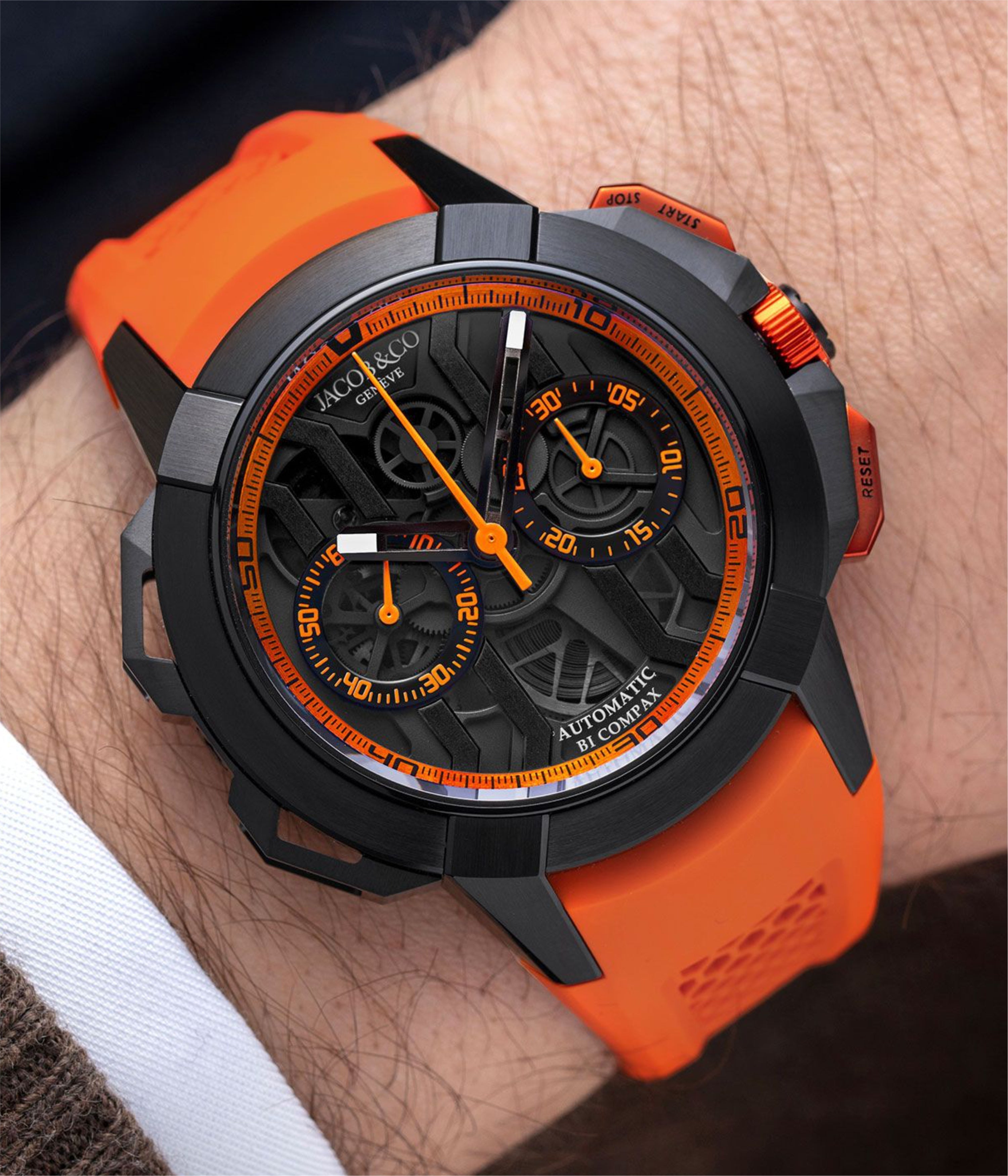 Epic X Chrono 44 mm - Black Titanium - Orange Inner Ring