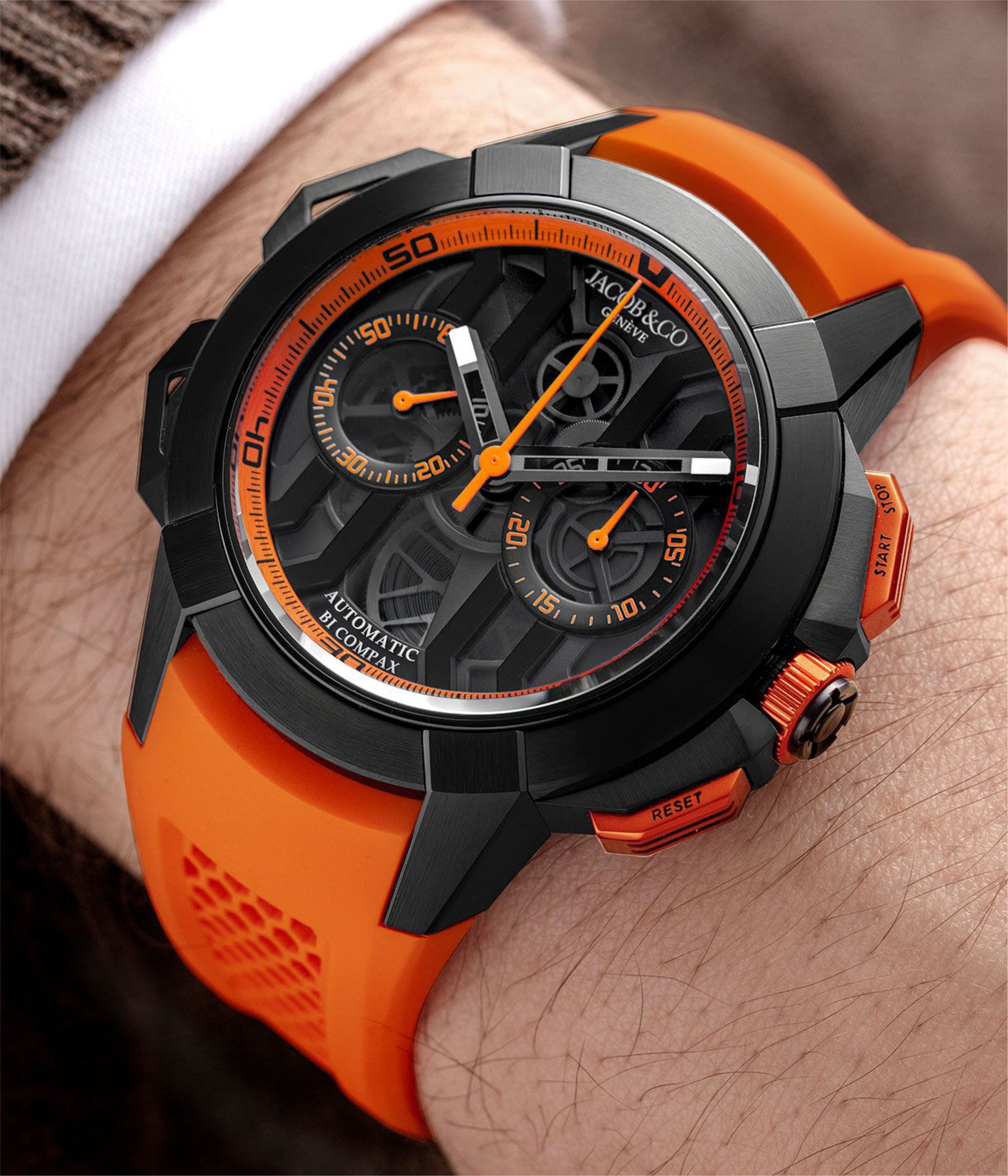 Epic X Chrono 44 mm - Black Titanium - Orange Inner Ring